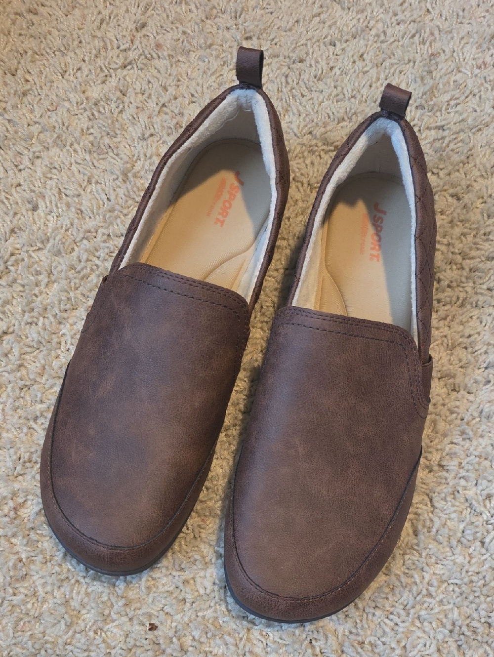JSport Women's Brown Slip-On Casual Loafers Size 11